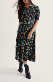 Seasalt Cornwall Fenil Floral Print Organic Cotton Blend Midi Dress