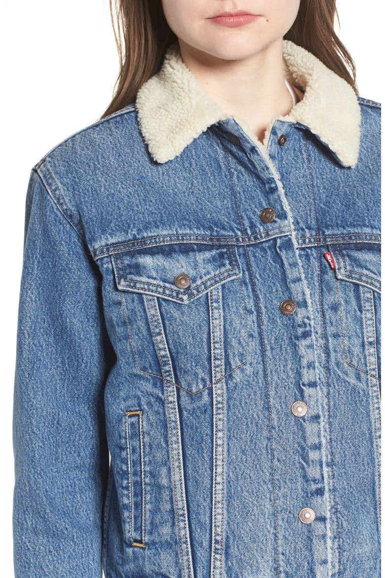 Levi's® Ex-Boyfriend Faux Fur Lined Denim Jacket, Alternate, color, ADDICTED TO LOVE