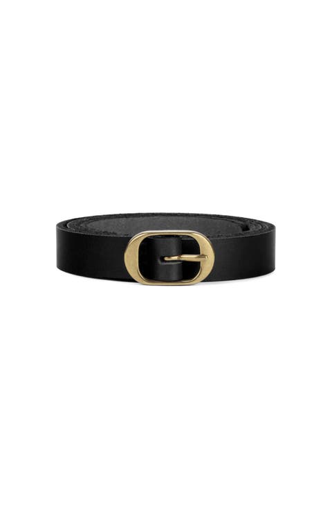 Oval Buckle Leather Belt 18mm