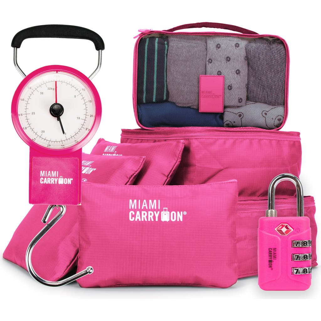 Miami Carry On Essential Organizational 8 Piece Travel Kit In Pink
