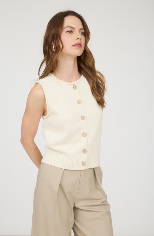 Blu Pepper Solid Button Front Sweater Vest In White