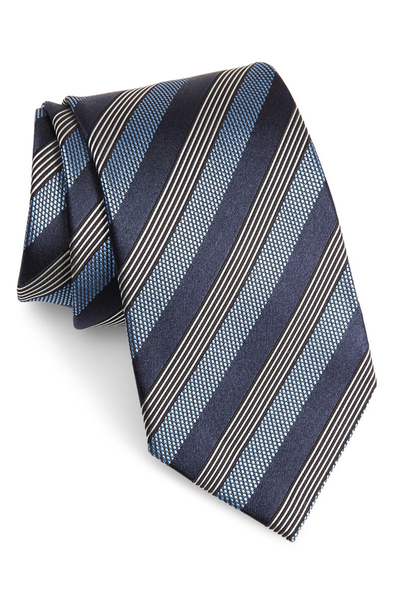 ZEGNA Ermenegildo Zegna Stripe Silk & Cotton Tie, Main, color, 