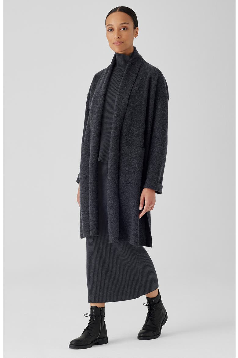 Shawl Collar Wool Coat, Alternate, color, CHARCOAL