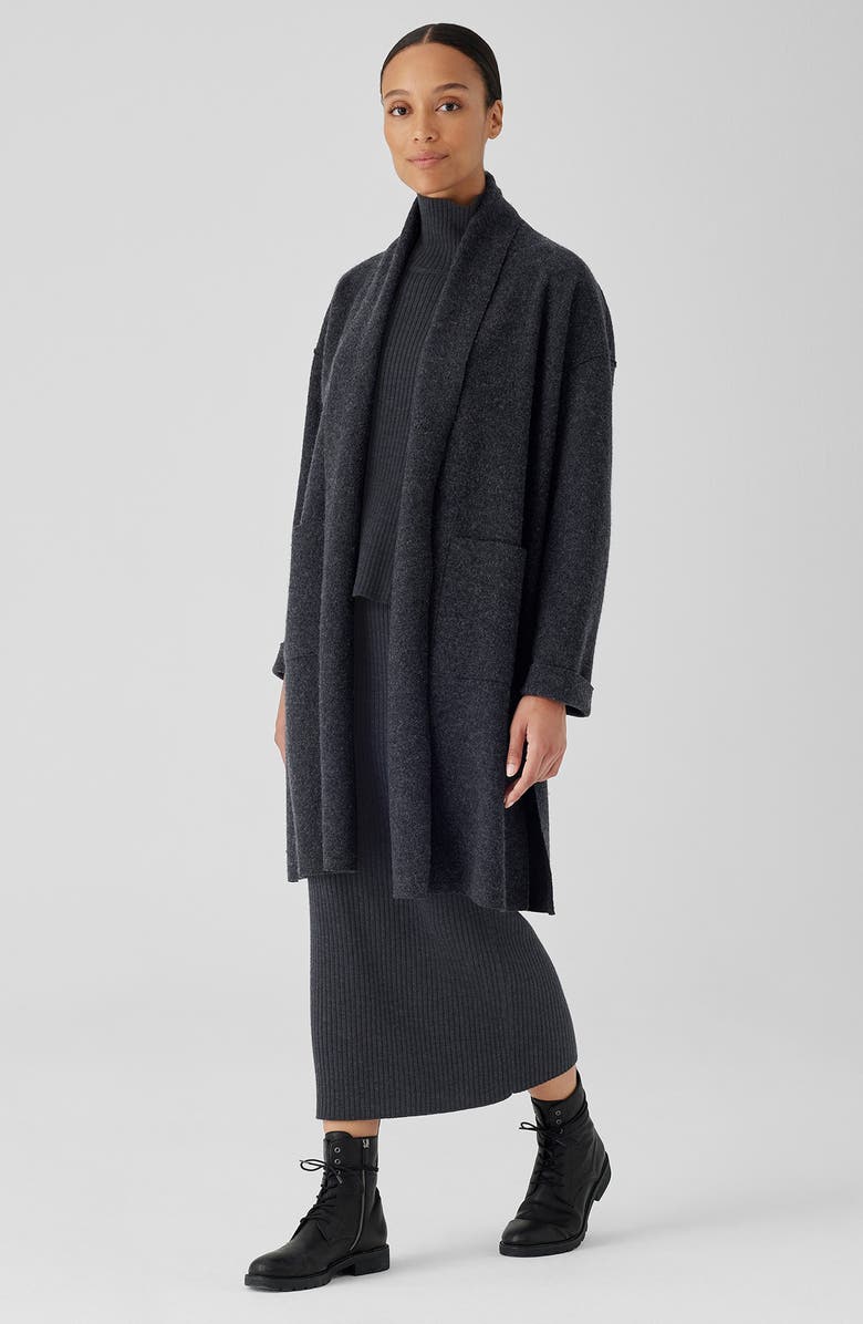 Eileen Fisher Shawl Collar Wool Coat, Alternate, color, 