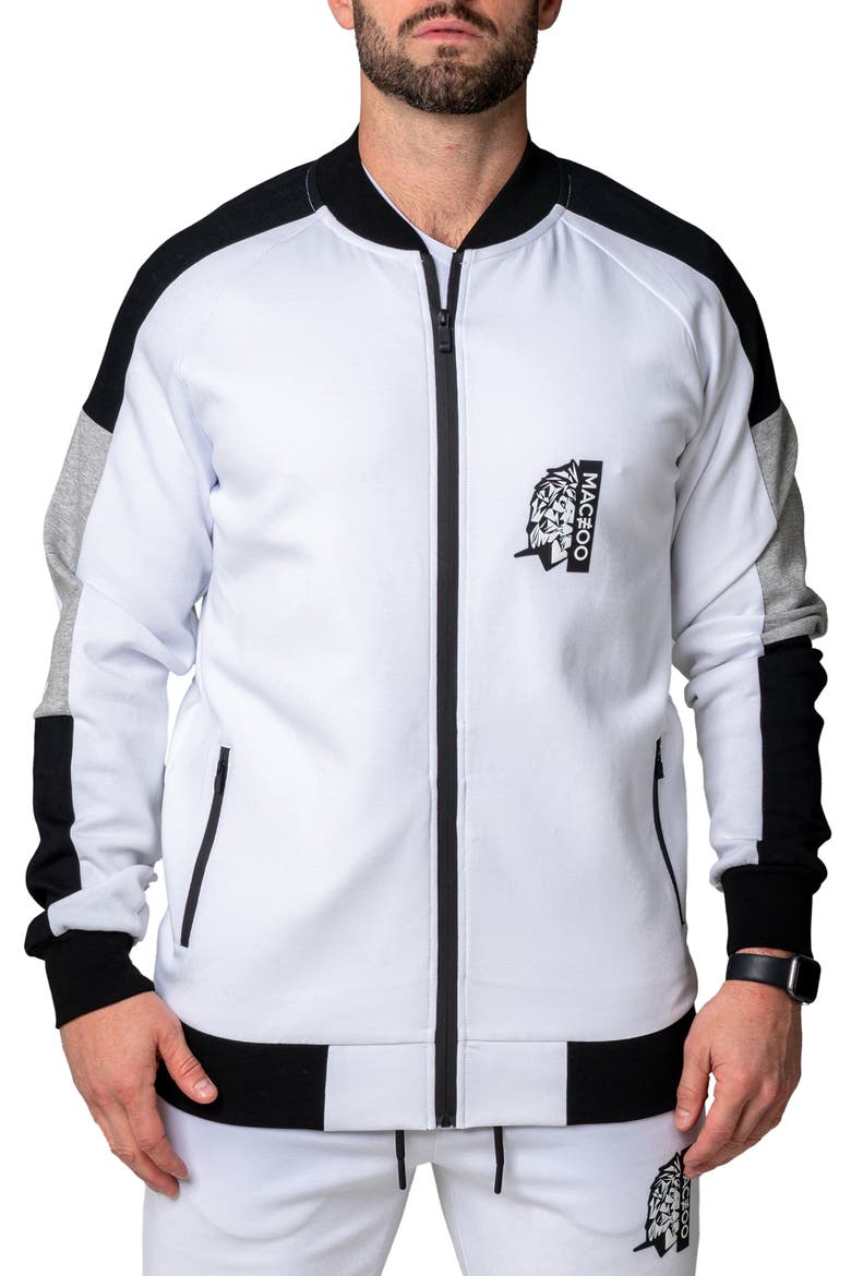 Legendary Stretch Cotton Zip-Up Jacket, Main, color, WHITE