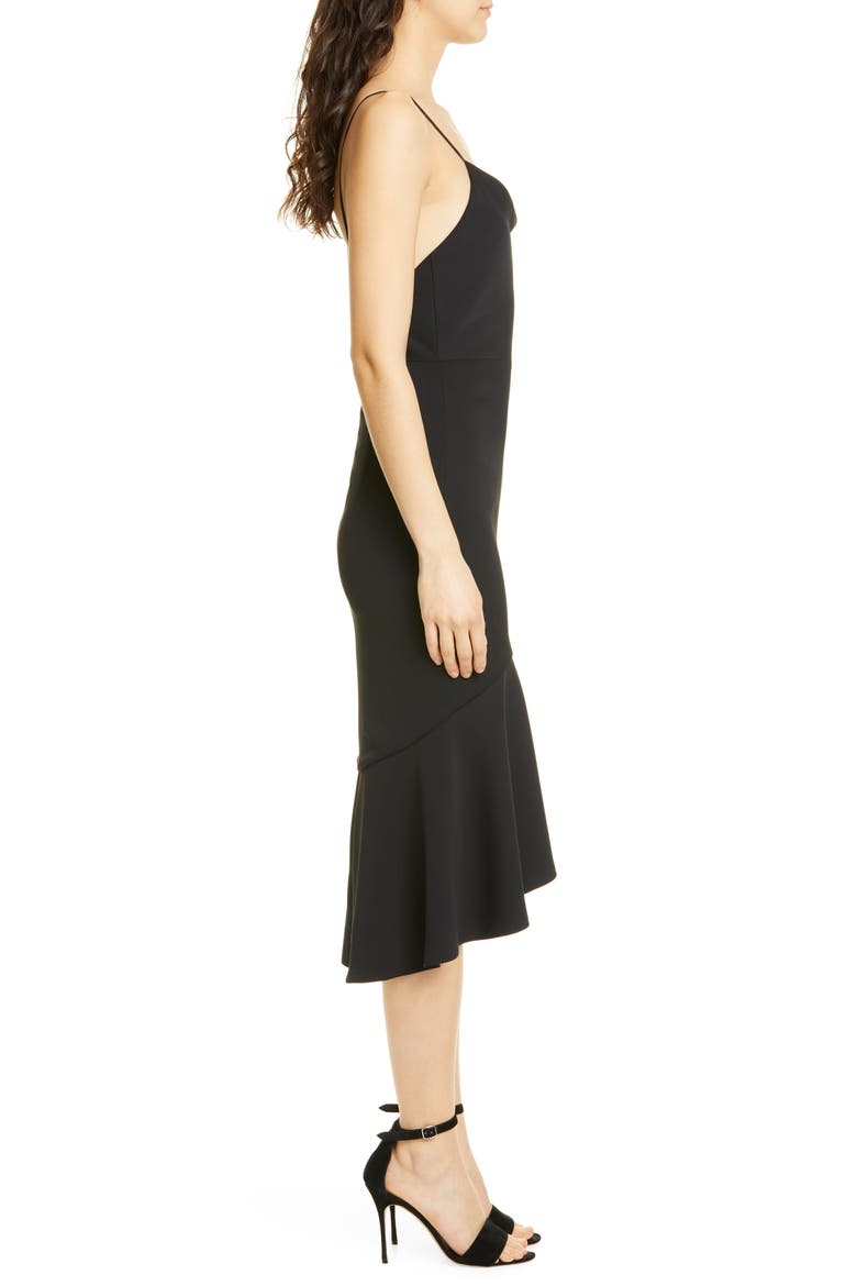 Adrina Flounce Hem Midi Dress, Alternate, color, BLACK