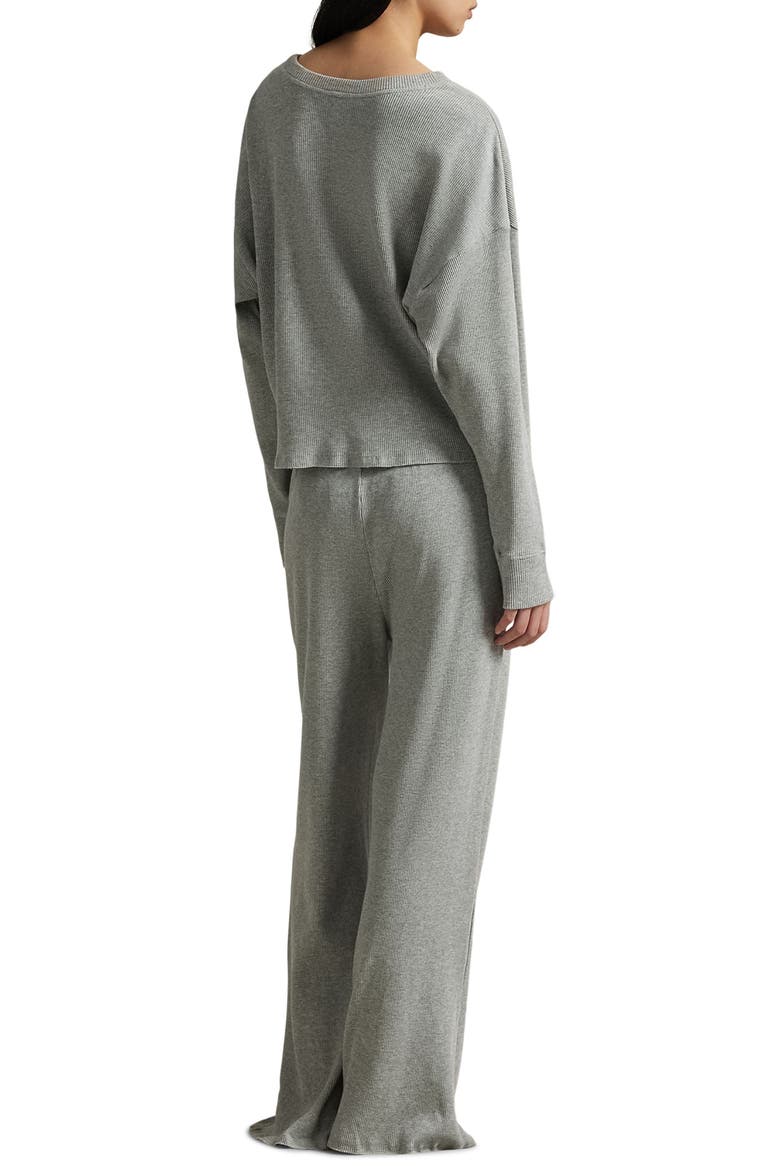 Stretch Cotton Blend Wide Leg Pajamas, Alternate, color, HEATHER GREY