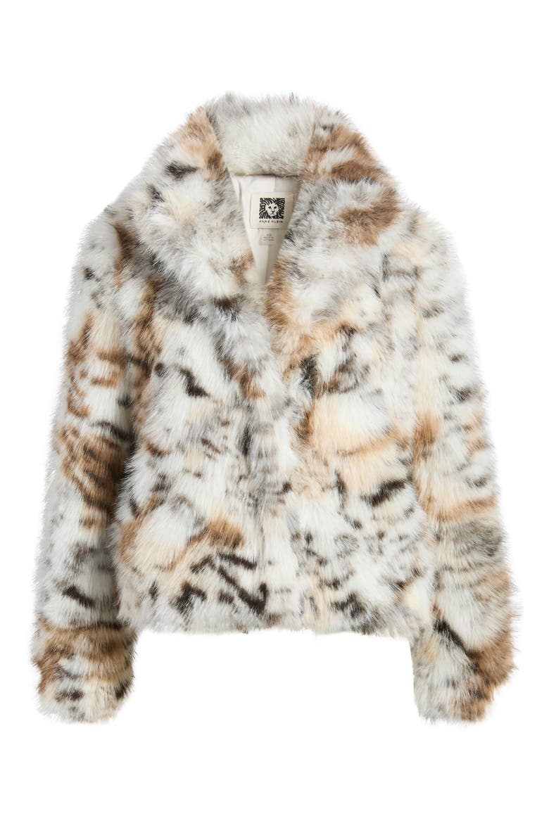Faux Fur Crop Jacket, Main, color, LIGHT COFFEE MULTI