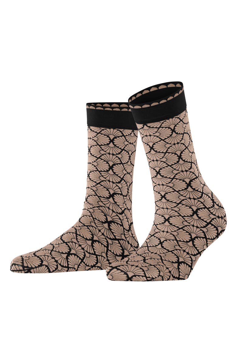 Falke Flair Epoque Crew Socks, Alternate, color, Walnut
