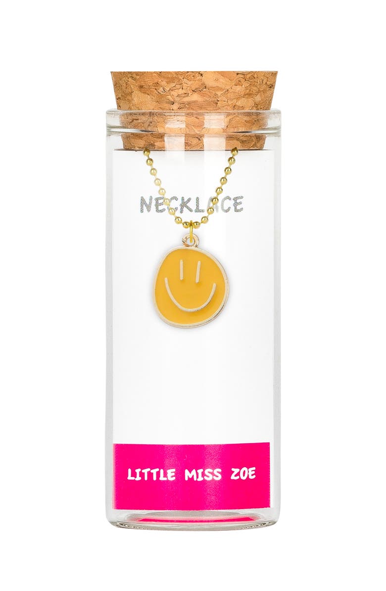 Little Miss Zoe Smiley Charm Necklace, Main, color, Yellow