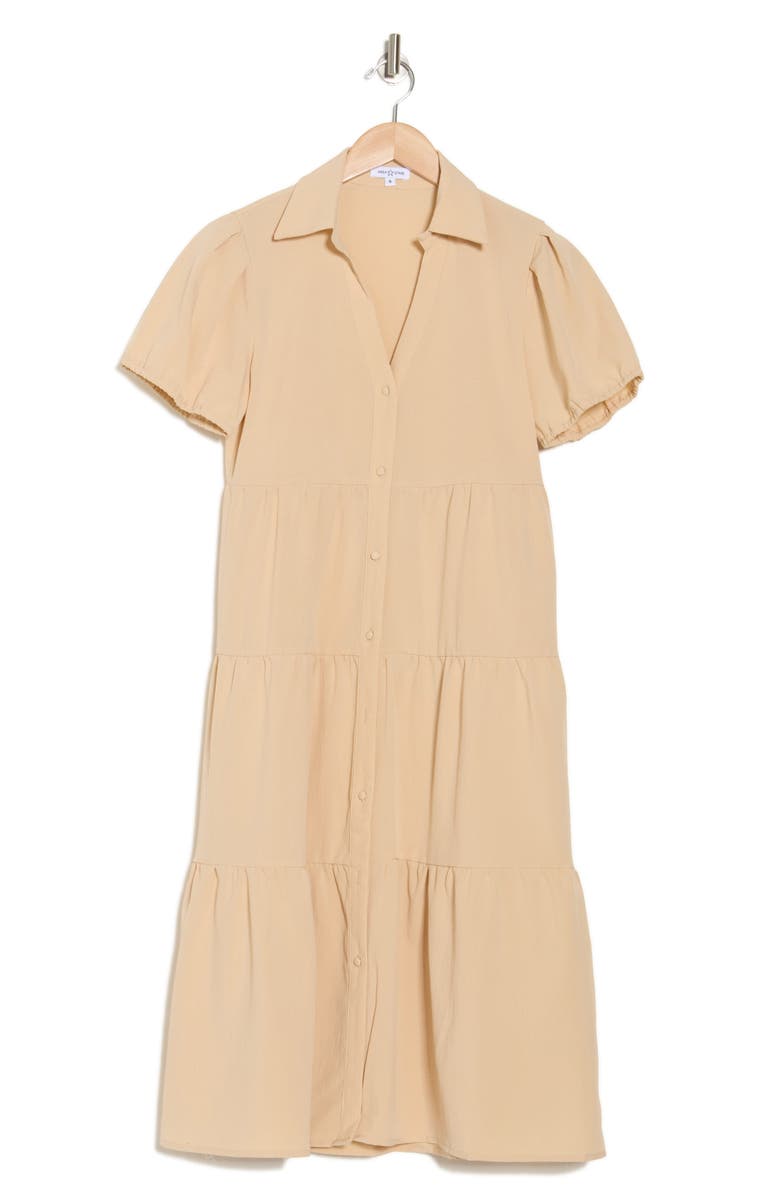 AREA STARS Bellina Cotton Tiered Shirtdress, Alternate, color, Beige