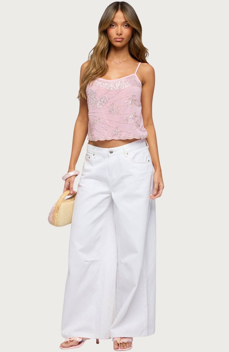 EDIKTED Bead & Sequin Chiffon Camisole, Alternate, color, 