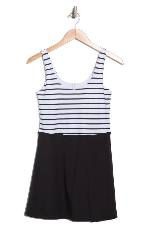 Yogalicious Lux Stripe Double Tee Tennis Dress In Black