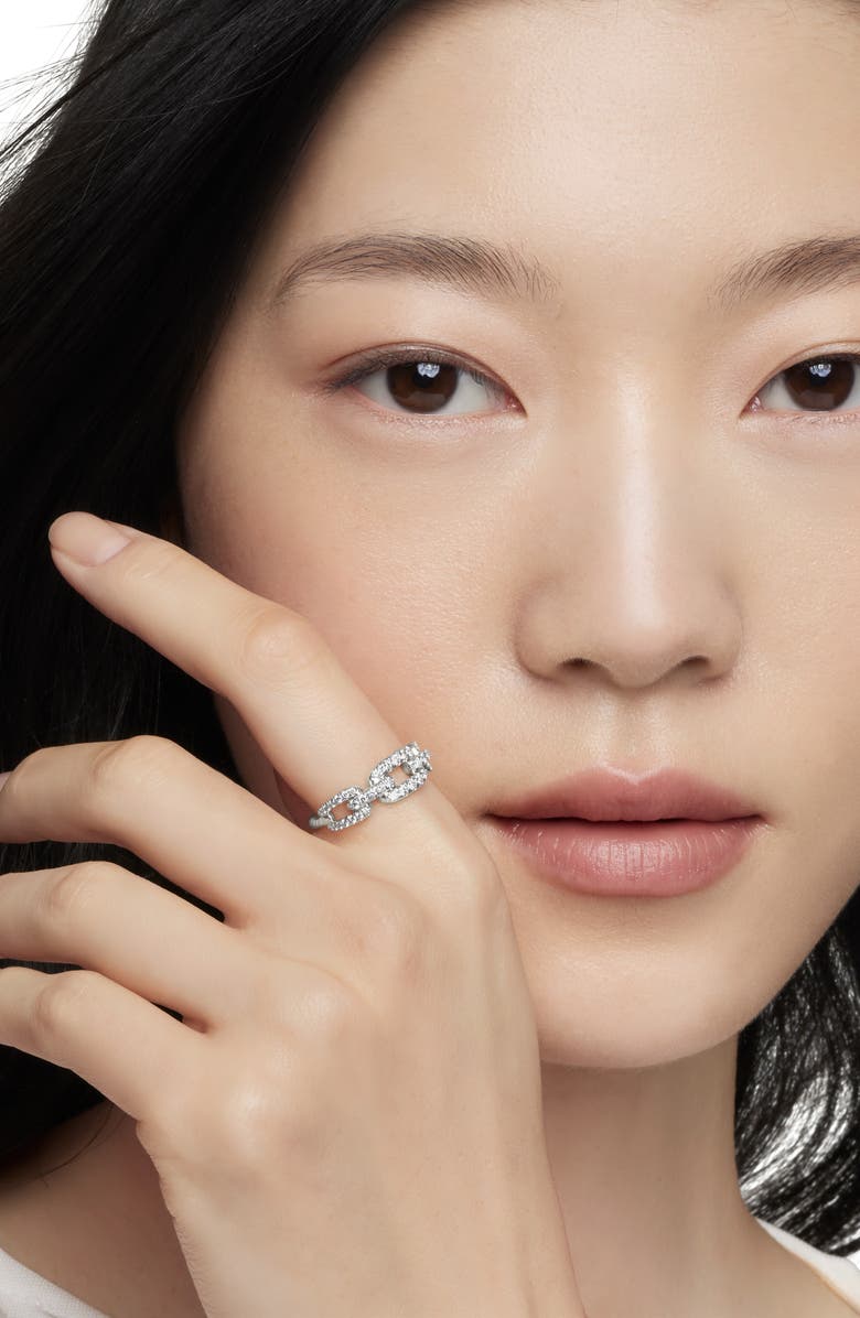 David Yurman Stax Diamond Chain Link Ring, Alternate, color, White Gold