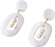 LIKHA Mother-of-Pearl Oval Dangle Earrings with Inner Pearls