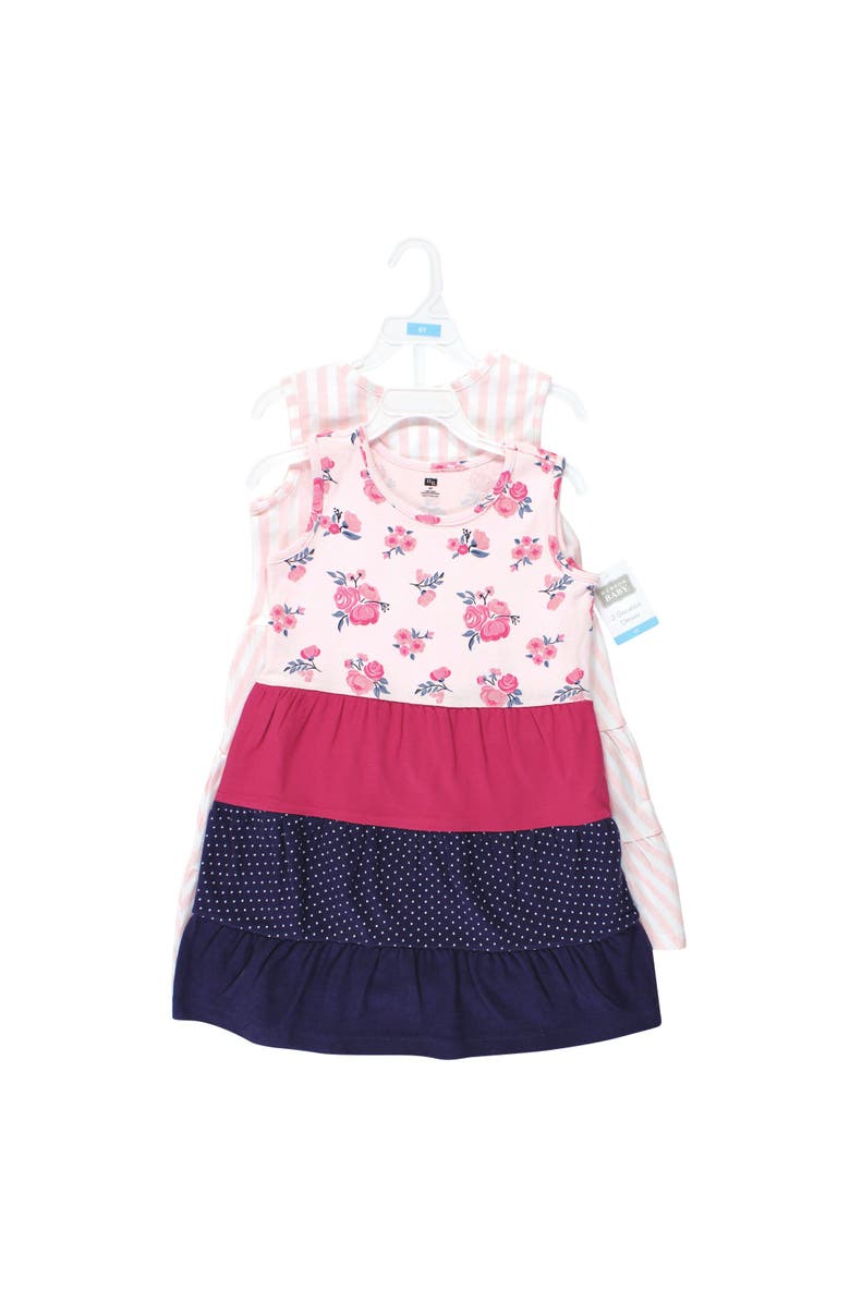 Hudson Baby Cozy Stylish All-Season Baby Dress 2Pk, Alternate, color, Pink Navy Floral