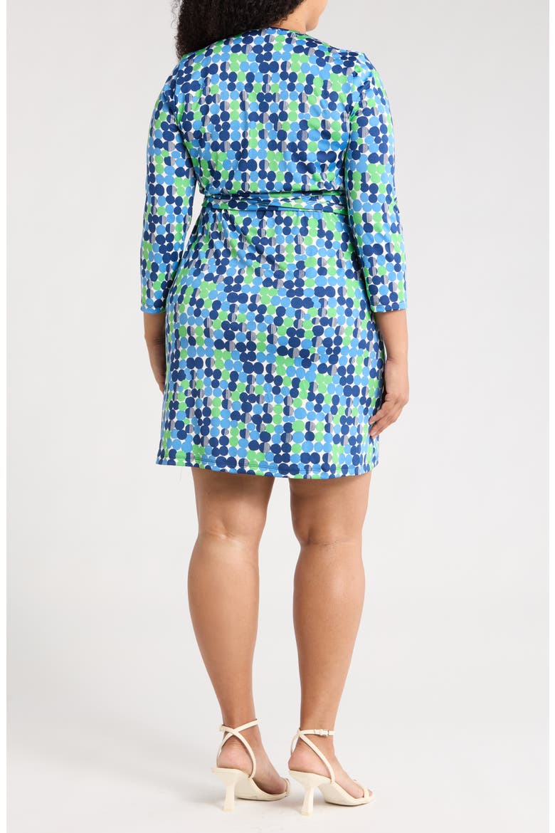 Dot Print Long Sleeve Wrap Dress, Alternate, color, BLUE/ GREEN