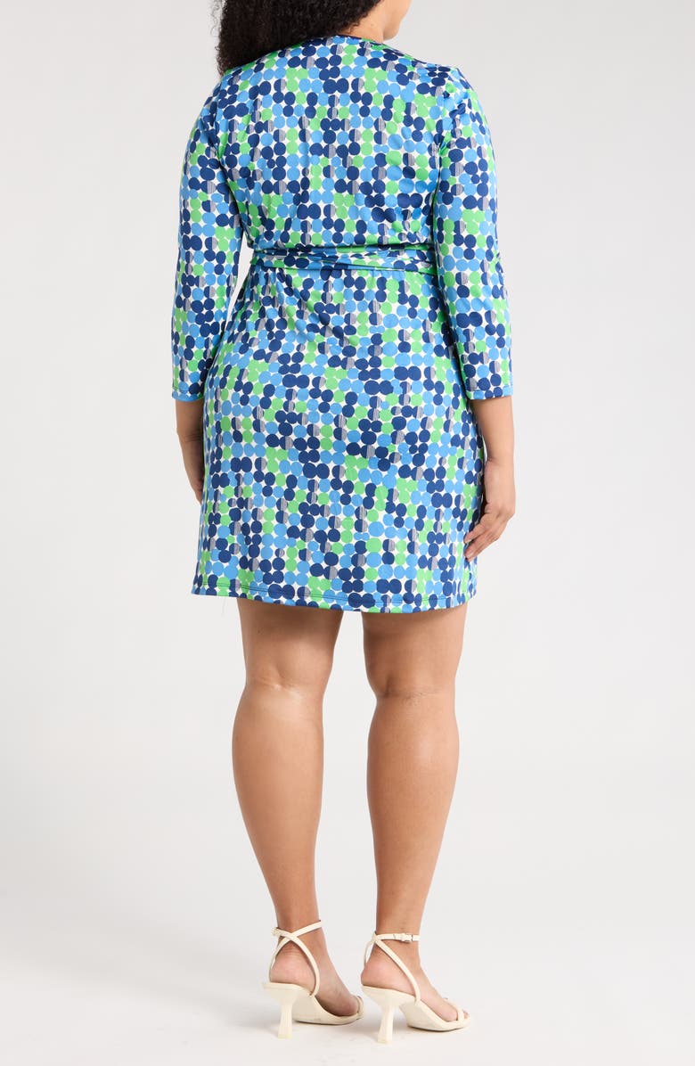 Renee C Dot Print Long Sleeve Wrap Dress, Alternate, color, Blue/ Green