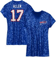 Outerstuff Girls Youth Josh Allen Royal Buffalo Bills Sequin Player Name & Number V-Neck Dress