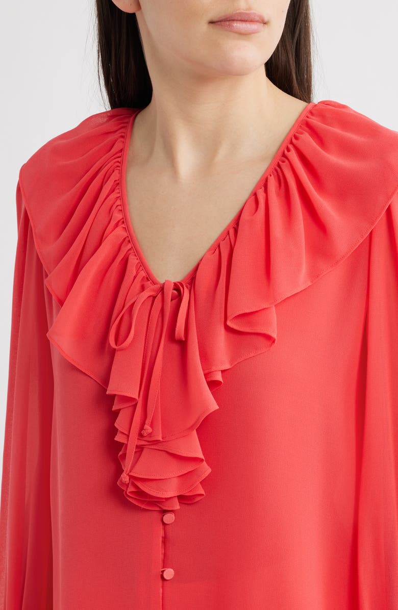 KOBI HALPERIN Joslyn Ruffle Top, Alternate, color, Bright Coral