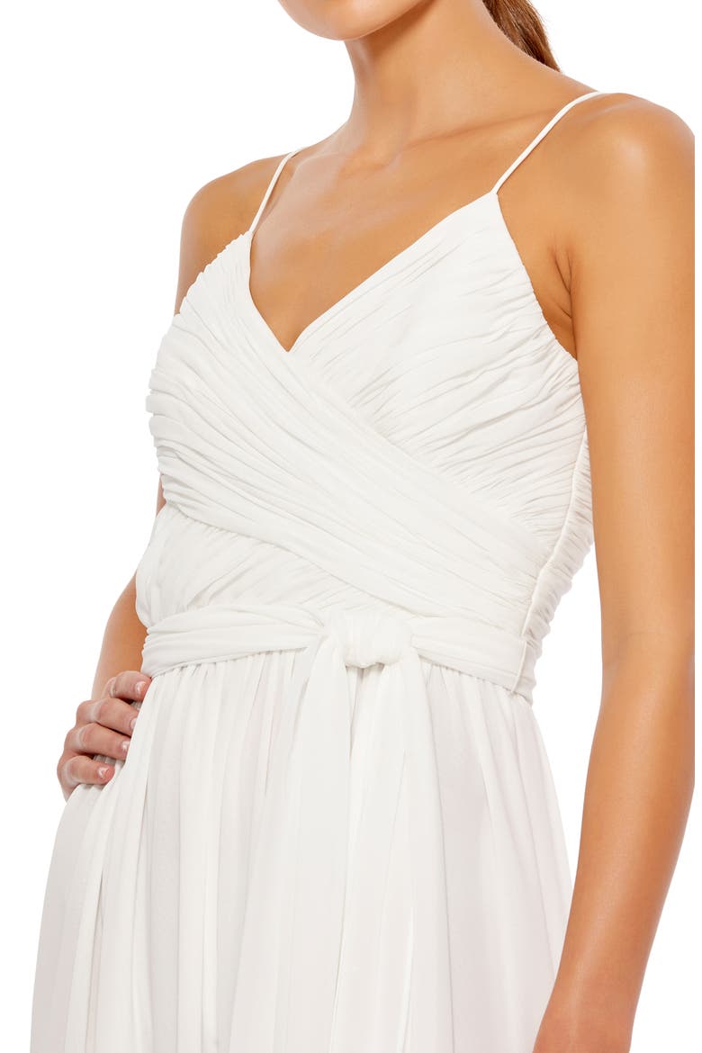 Women's Flowy Faux Wrap Wide-Leg Jumpsuit, Alternate, color, WHITE