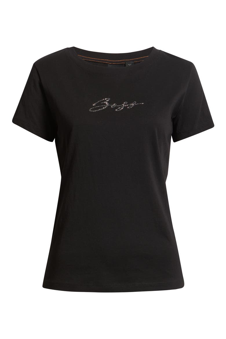 Esogo Crystal Logo Cotton Top, Alternate, color, BLACK