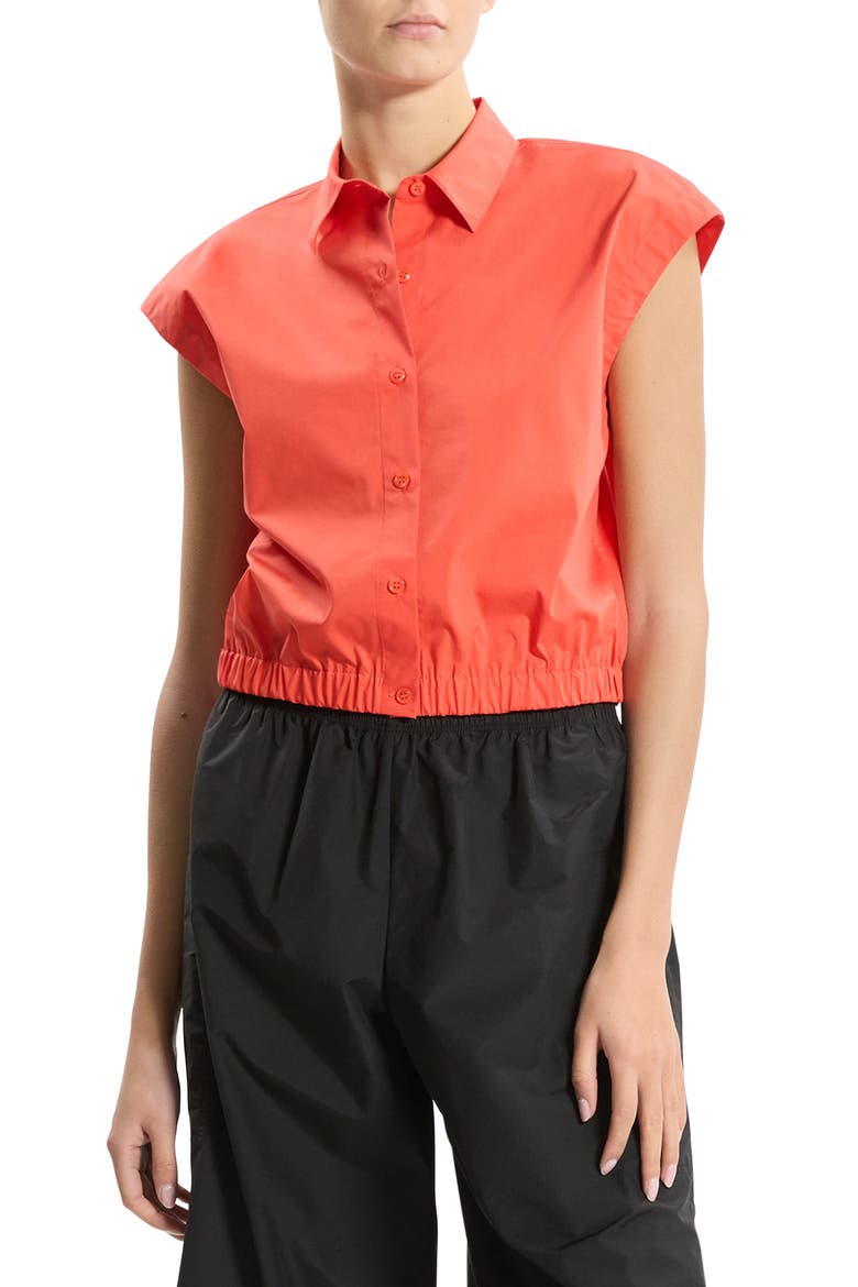 Crop Cap Sleeve Shirt, Main, color, POPPY