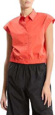 Theory Crop Cap Sleeve Shirt