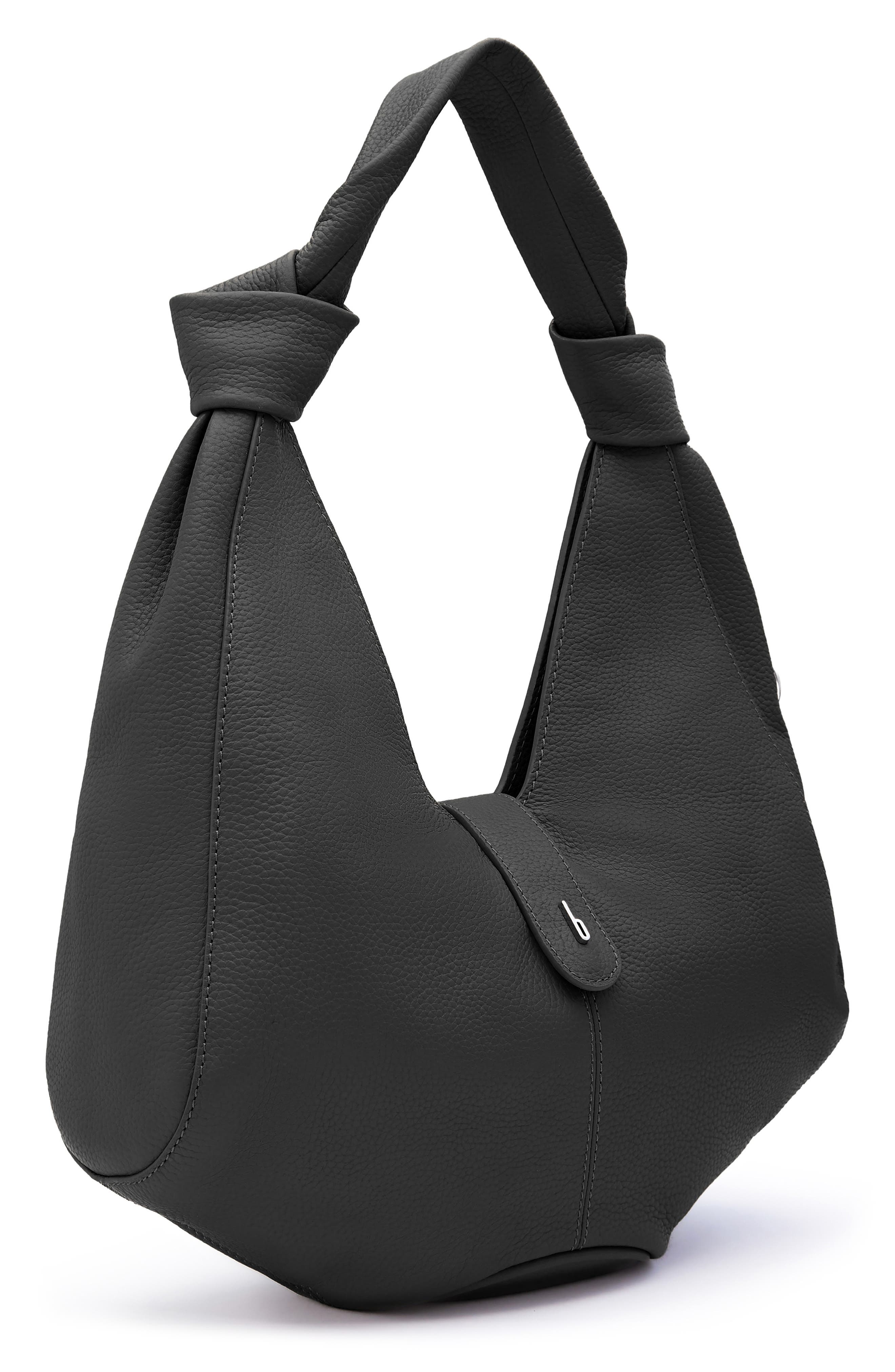 behno Nelli Pebble Leather Hobo Bag, Alternate, color, Black