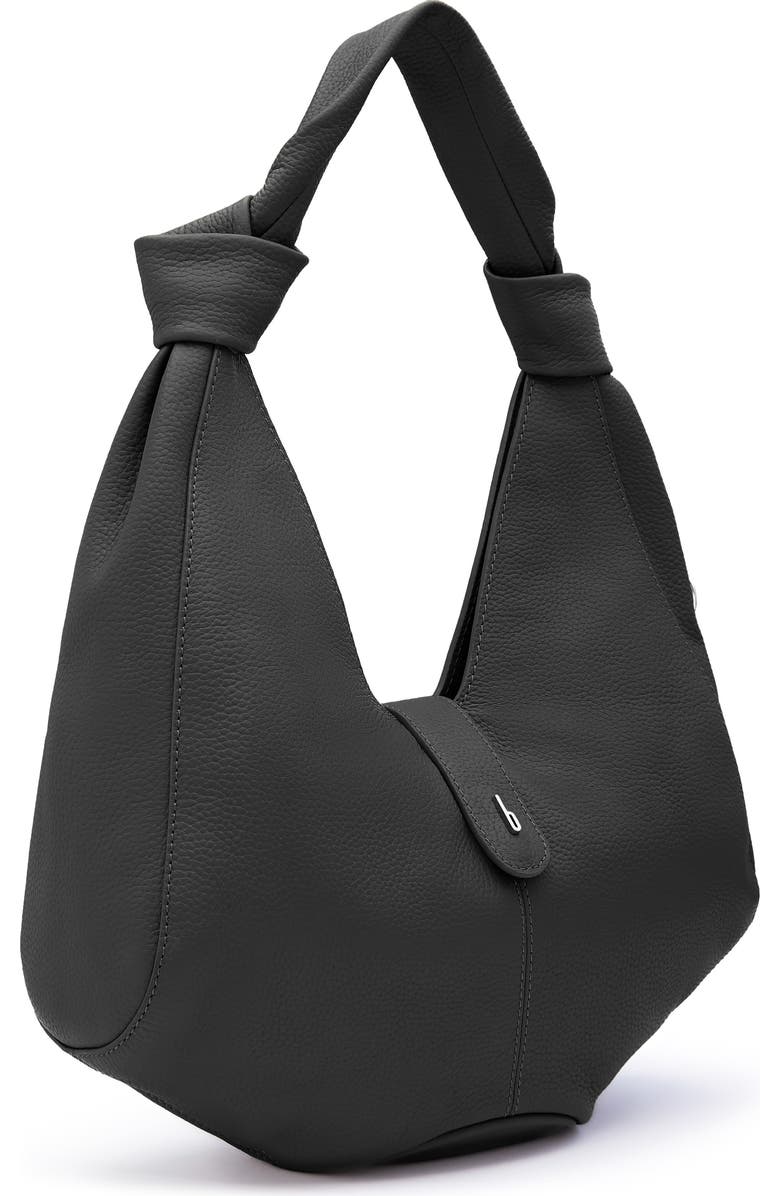 behno Nelli Pebble Leather Hobo Bag, Alternate, color, Black
