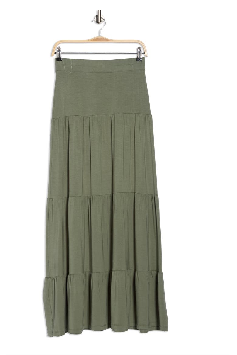 Tiered Jersey Maxi Skirt, Alternate, color, OLIVE