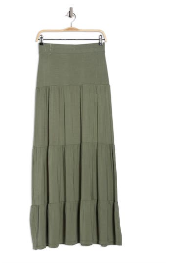Renee C Tiered Jersey Maxi Skirt In Green