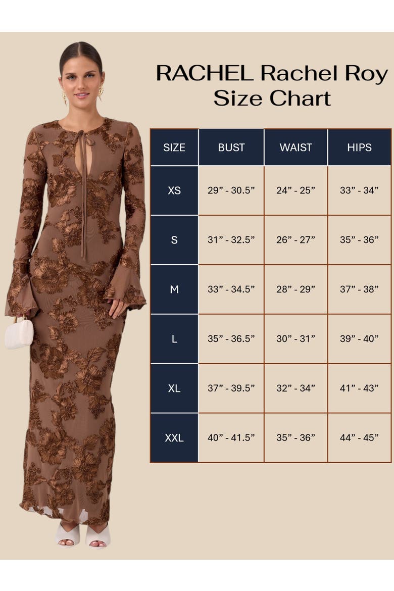 Juliet Long Sleeve Soutache Maxi Dress, Alternate, color, Umber