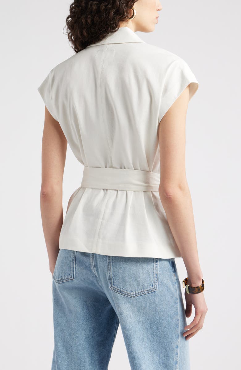 Nordstrom Sleeveless Linen Blend Blazer, Alternate, color, Ivory Tofu