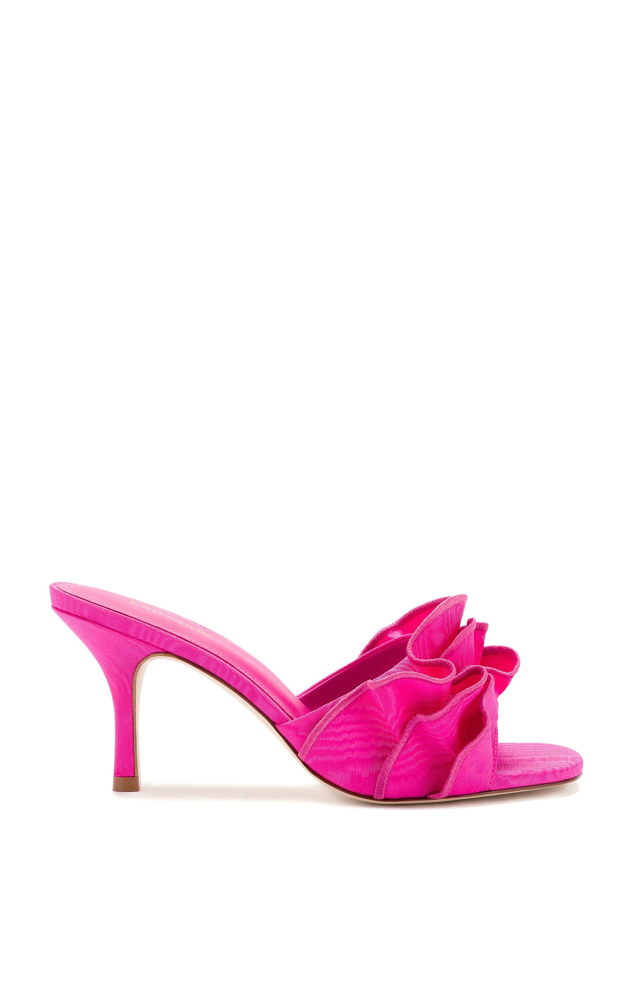 Colette Ruffle Slide Sandal, Main, color, MAGENTA