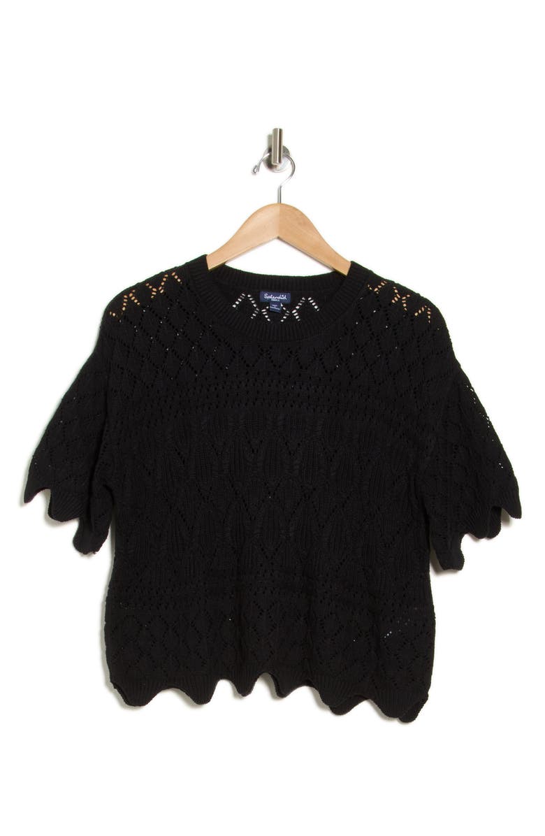 Splendid Dallas Cotton Short Sleeve Sweater, Alternate, color, Black