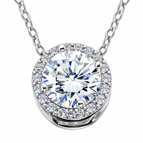 1/2ct Diamond Halo Pendant 14k Gold Lab Grown