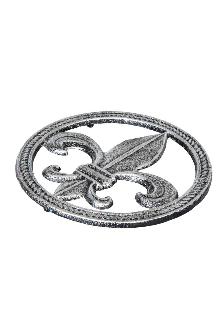 Fleur De Lis Metal Serving Kitchen Trivet 7.48", Alternate, color, Silver