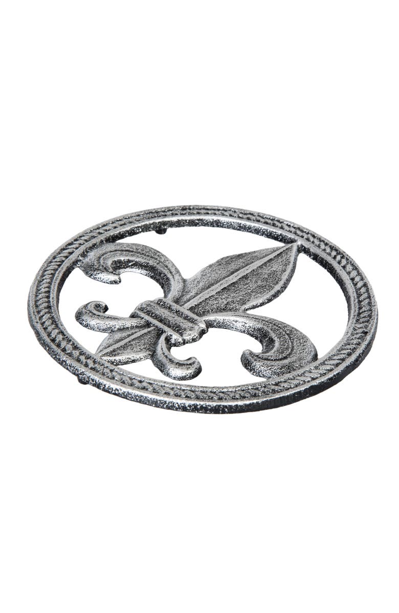 Gallerie II Fleur De Lis Metal Serving Kitchen Trivet 7.48", Alternate, color, Silver