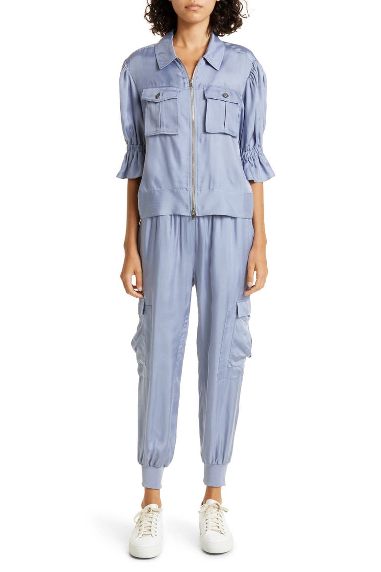 Giles Cupro Crop Cargo Joggers, Alternate, color, STONEWASH