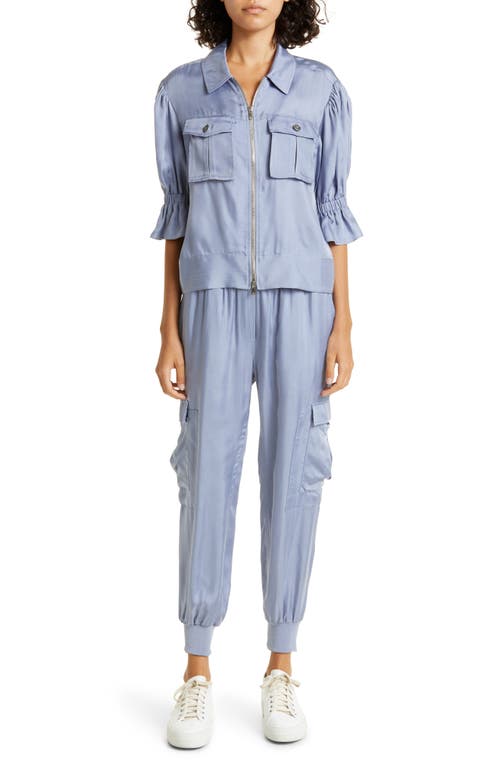 Cinq À Sept Giles Cupro Crop Cargo Joggers In Blue
