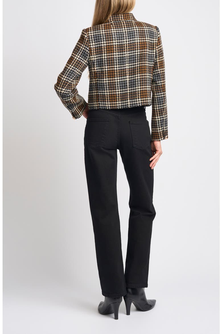 Jackson Plaid Cropped Jacket, Alternate, color, RICH BLACK