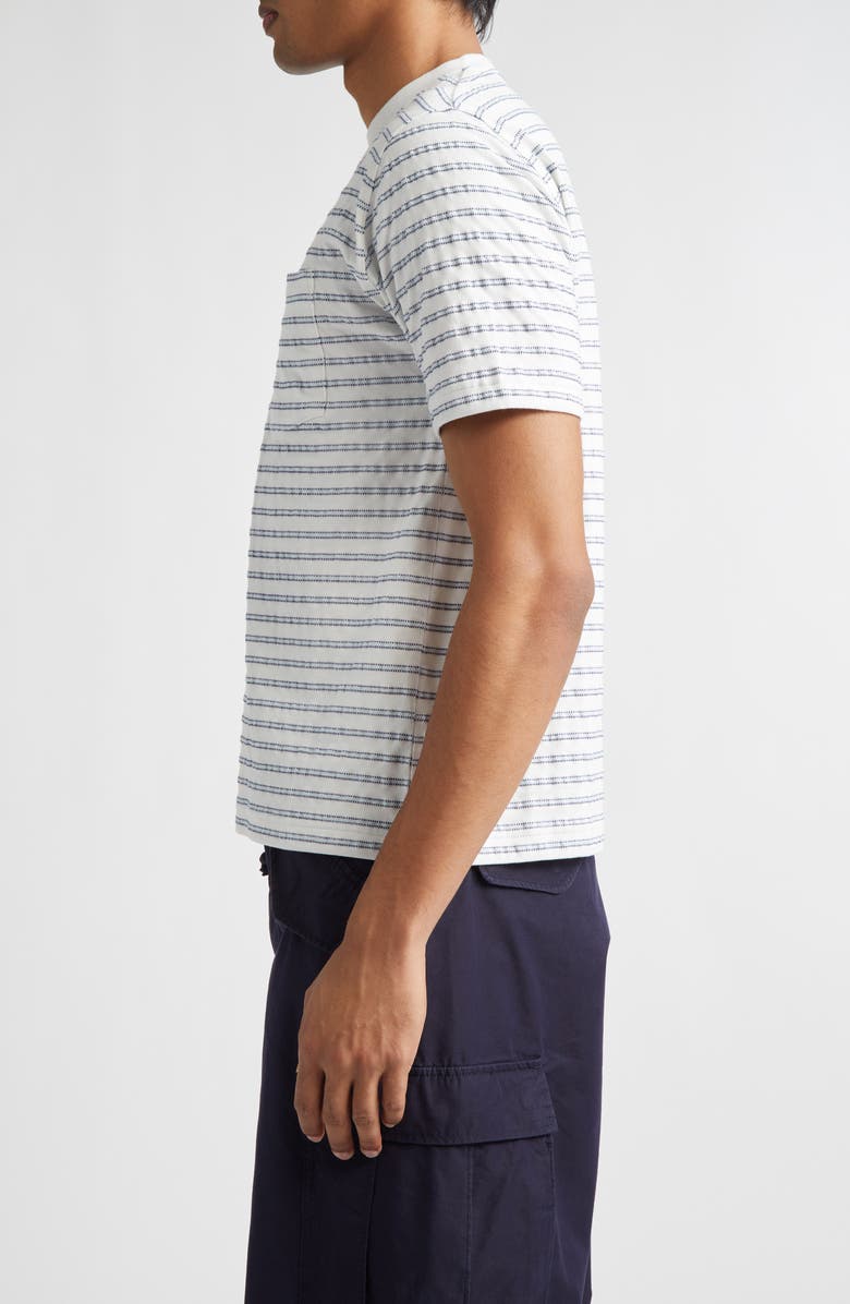 BEAMS Jacquard Stripe Pocket T-Shirt, Alternate, color, White