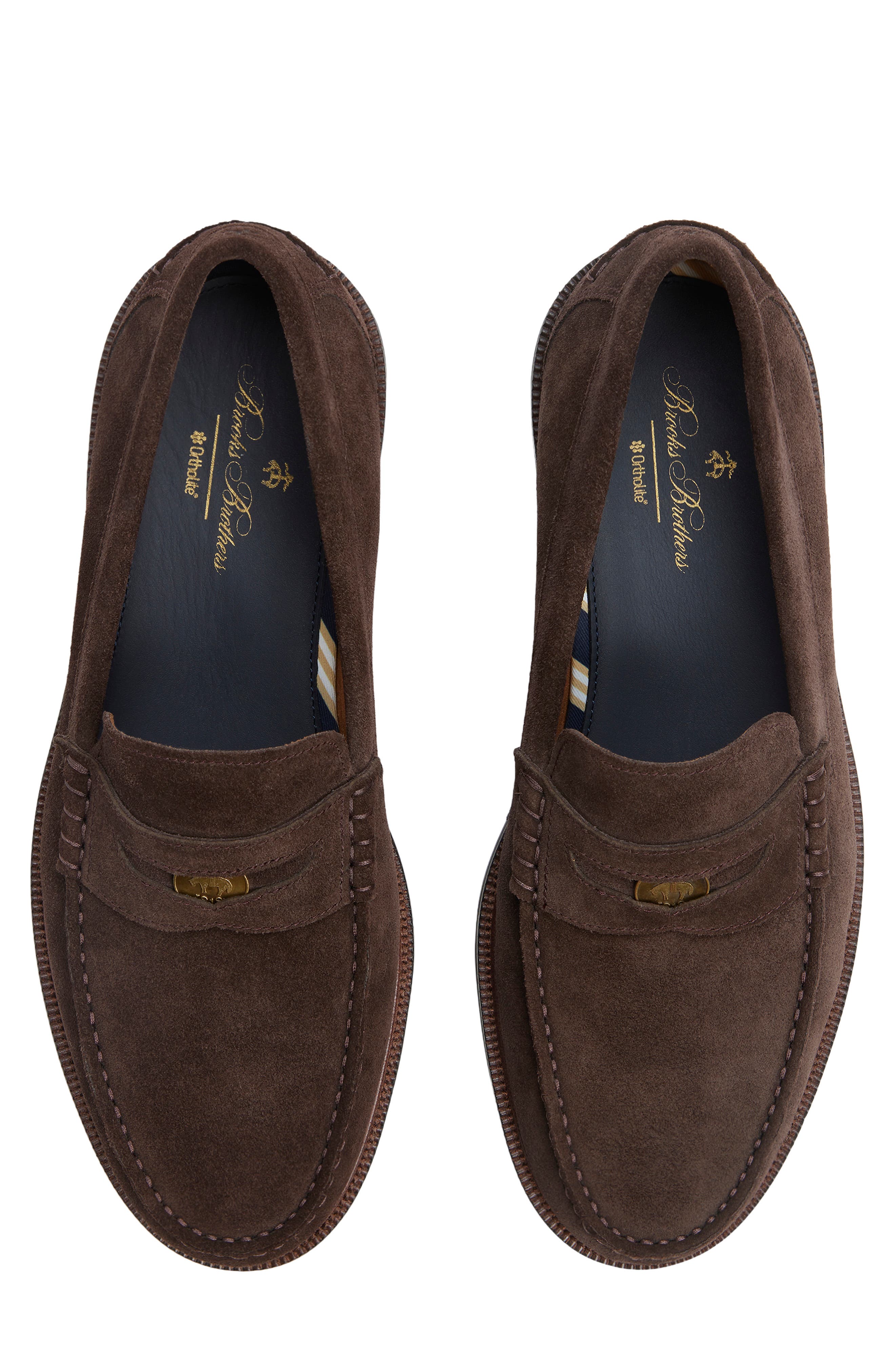 Astor Leather Penny Loafer, Alternate, color, DARK BROWN