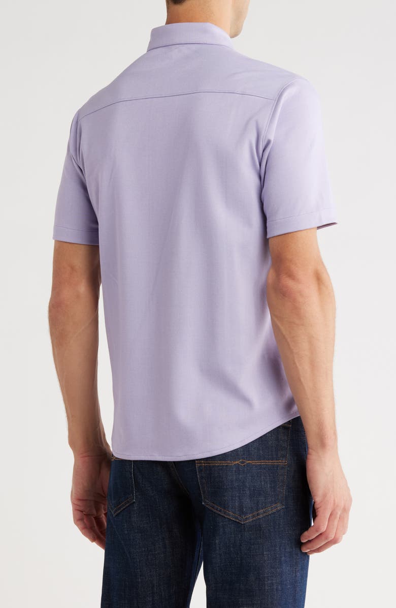 NICOBY Regular Fit Short Sleeve Piqué Button-Up Shirt, Alternate, color, Purple