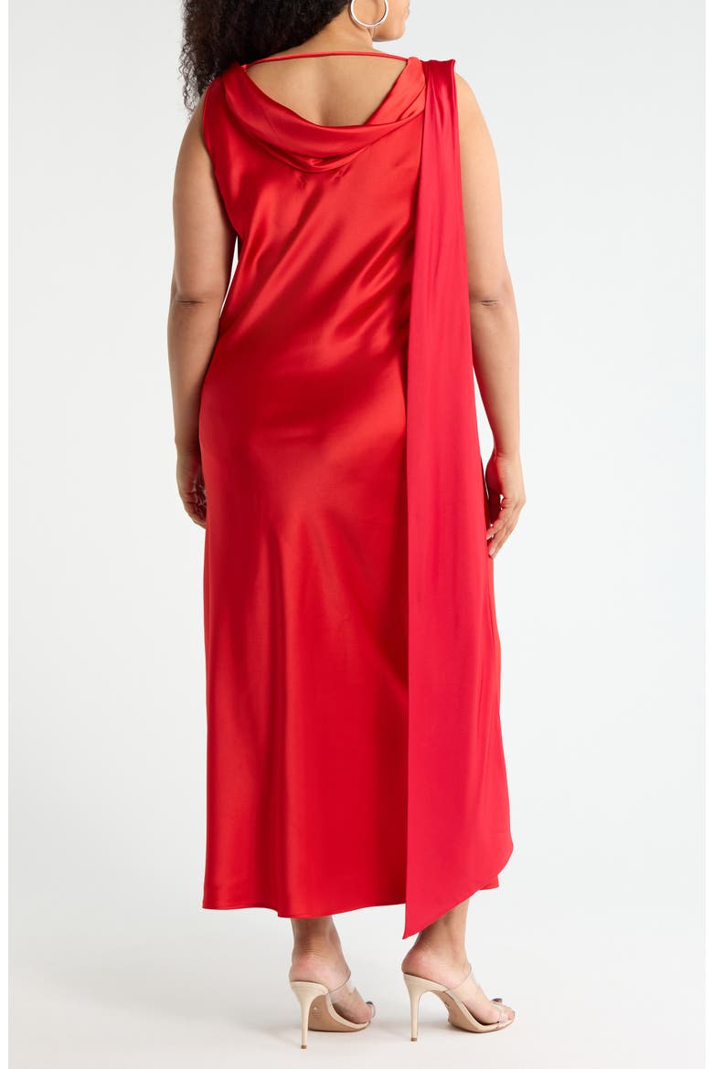 Cowl Neck Satin Maxi Dress, Alternate, color, RED
