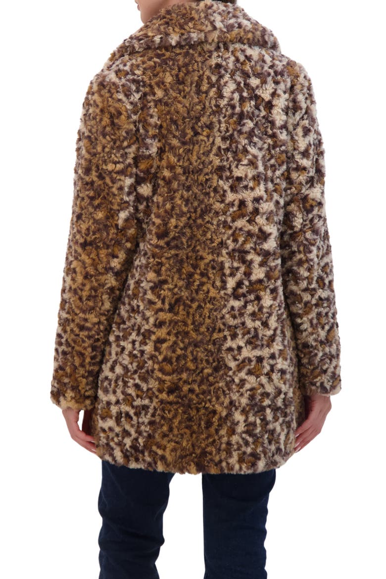 Leopard Print Crushed Faux Fur Jacket, Alternate, color, LEOPARD