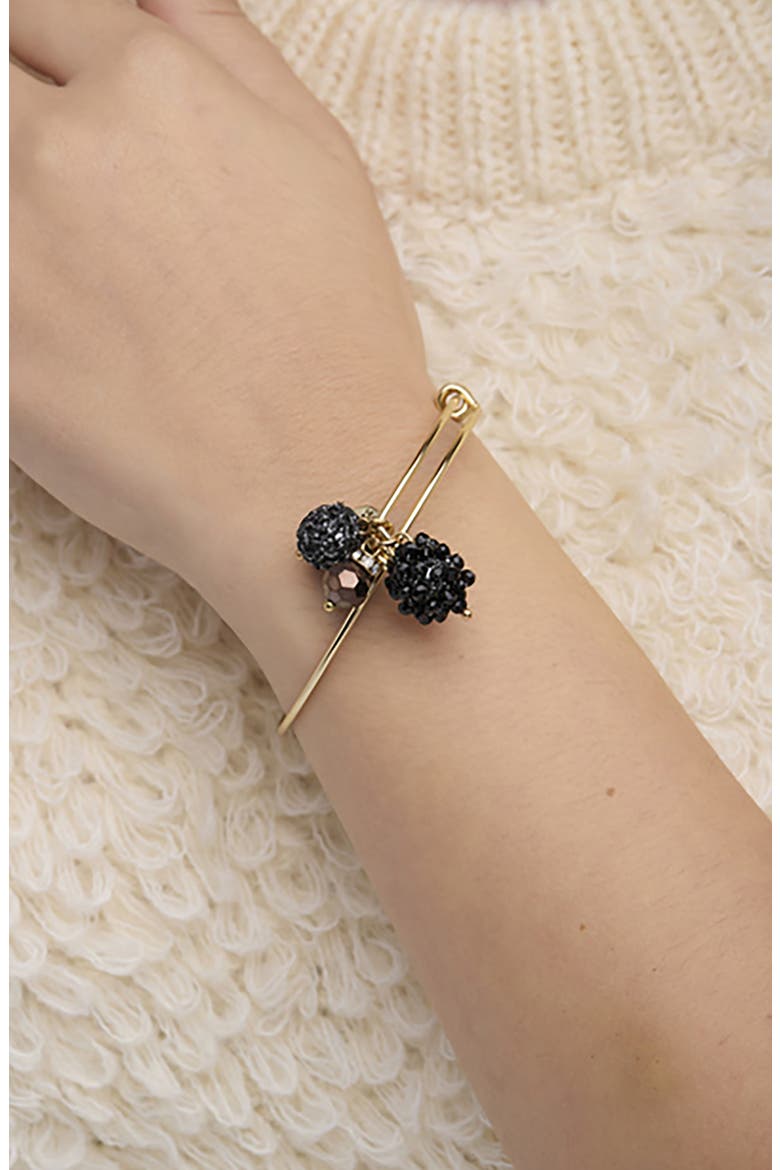 Beaded Charm Bangle Bracelet, Alternate, color, BLACK