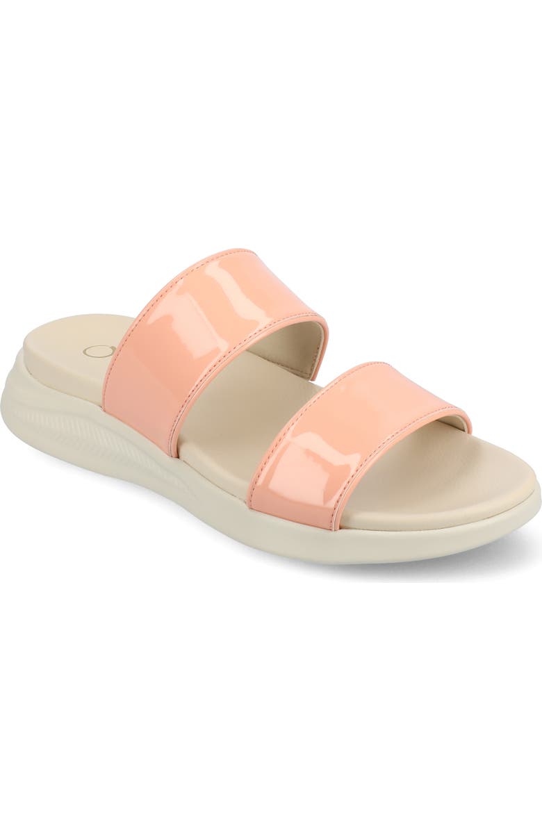 Journee Collection Janis Wedge Slide Sandal, Main, color, Patent/ Pink