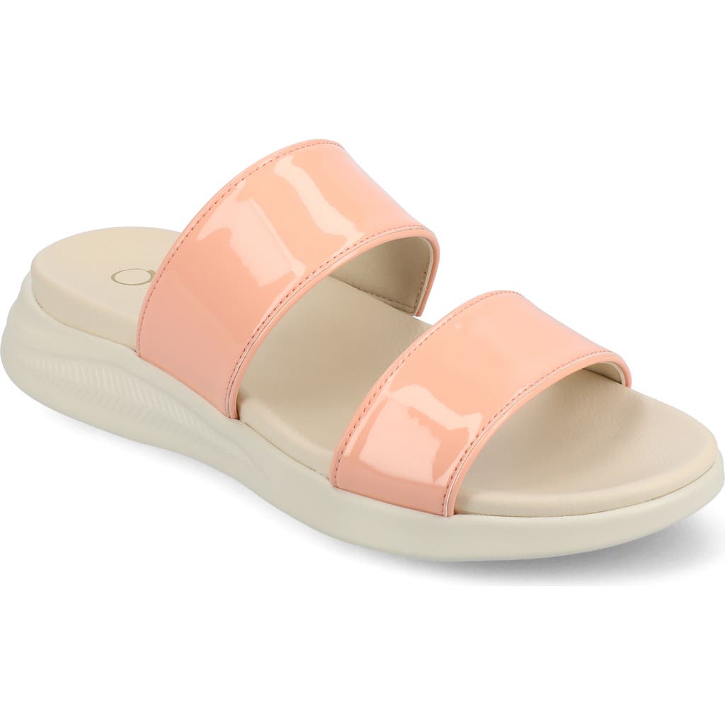Journee Collection Janis Wedge Slide Sandal In Patent/pink